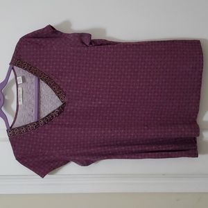 LIZ CLAIBORNE V Neck Short Sleeve Top With Bead Detail Size Petite XL